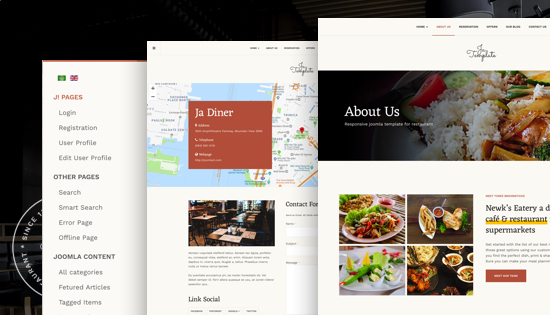 default joomla pages in restaurant template