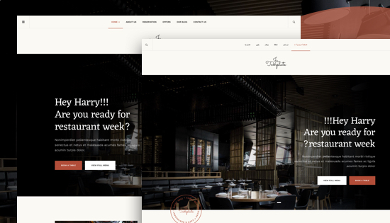 right to left Joomla restaurant template