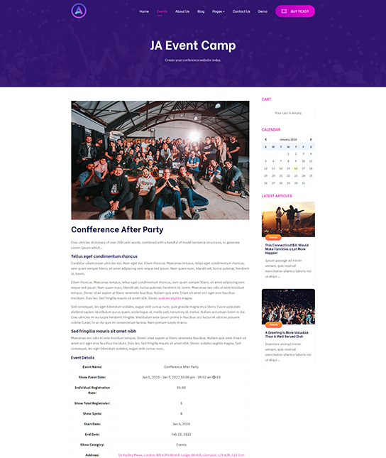 Joomla conference template - JA Event Camp