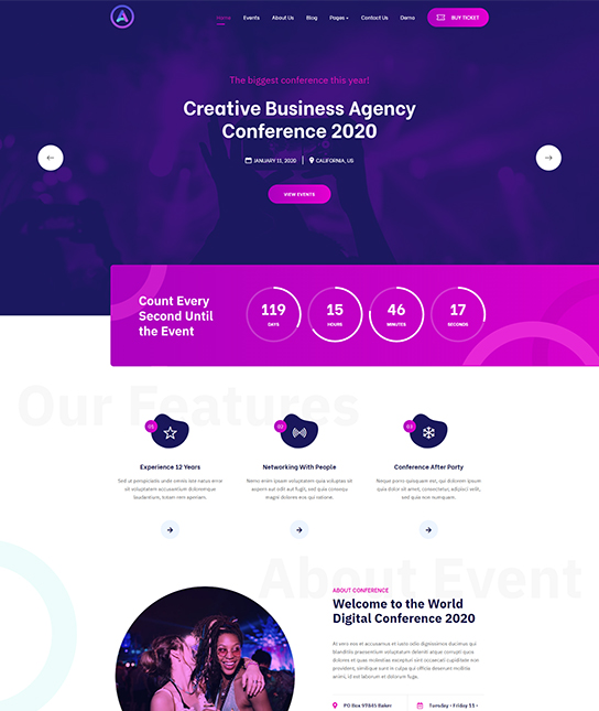 Joomla template for events and conference websites - JA Event Camp