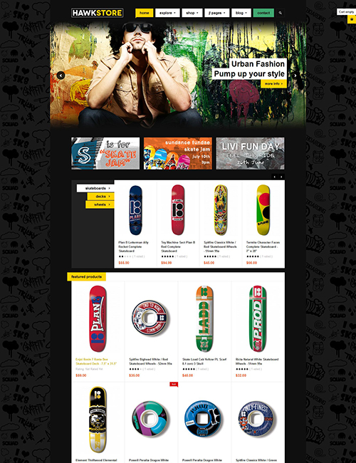 eCommerce joomla template Yellow color theme - JA Hawkstore