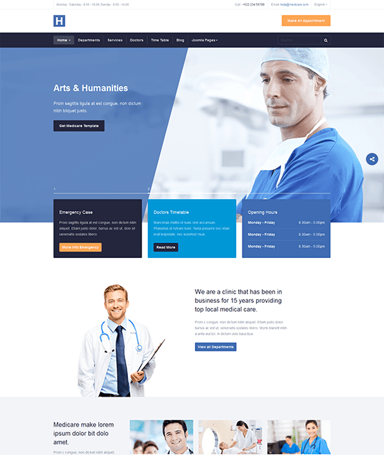 Medical Healthcare Hospital Joomla Template homepage - JA Healthcare