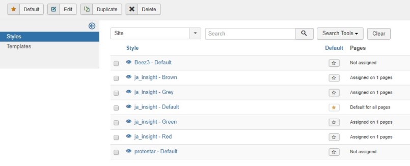 default Joomla template