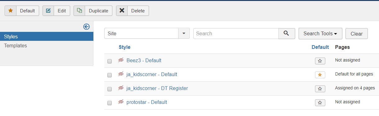 set JA Kidscorner as default template
