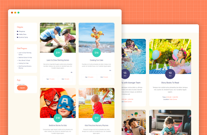 Support Kids events and program pages