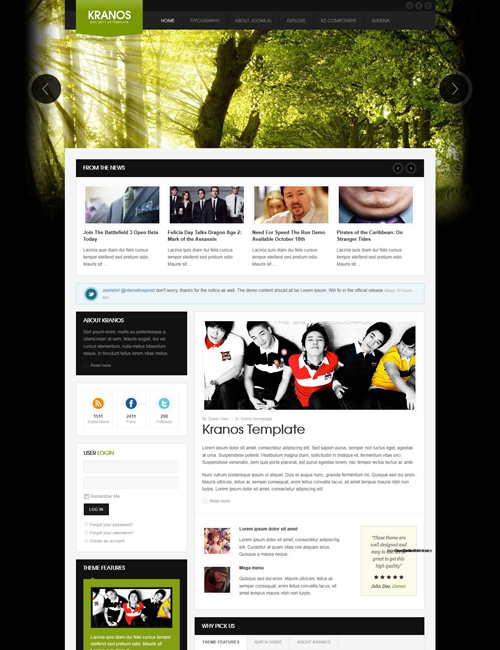 responsive joomla template for business website green theme - JA Kranos