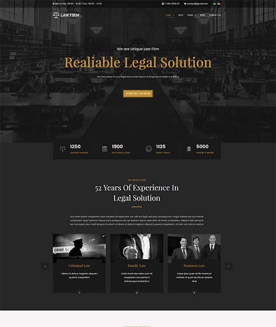 Legal Joomla template homepage layout - JA Law Firm