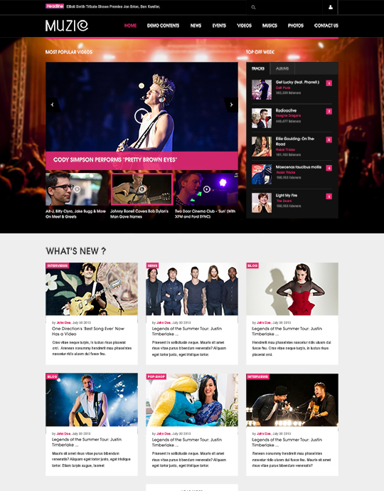 Joomla template for music and movies - JA Muzic