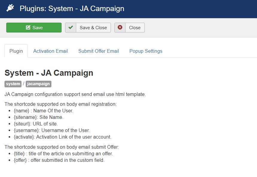 JA Campaign documentation