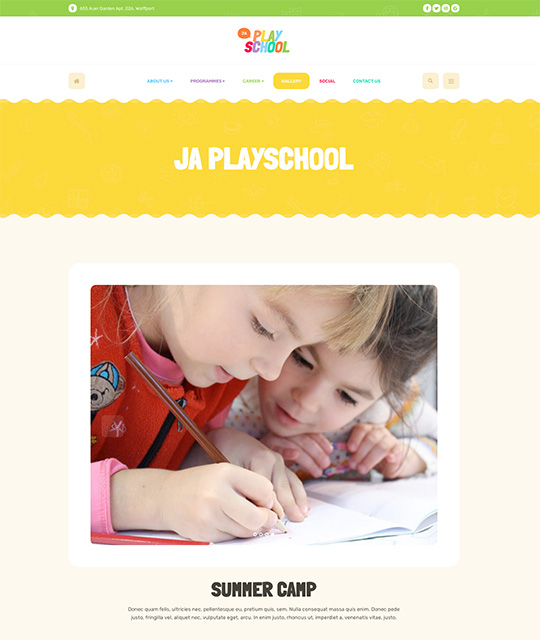 Preschool kindergarten Joomla Templates for kids education gallery page layout - JA Playschool