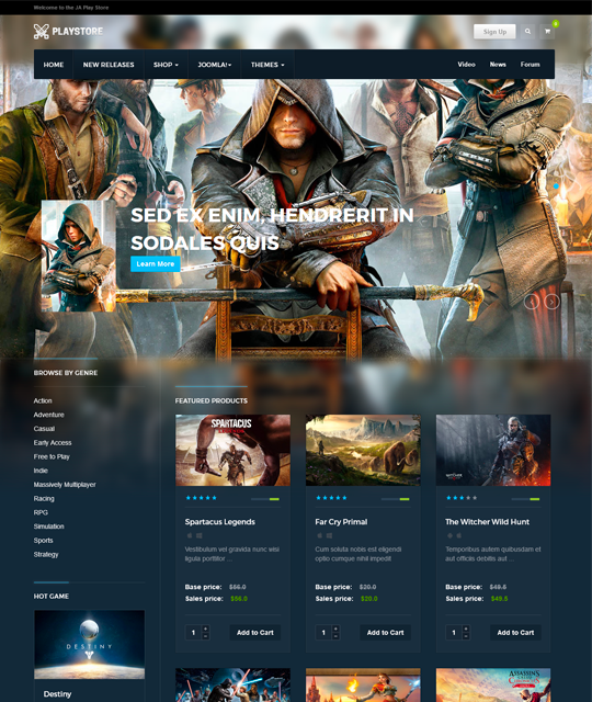 Game Store Website Template for Online Gameshops