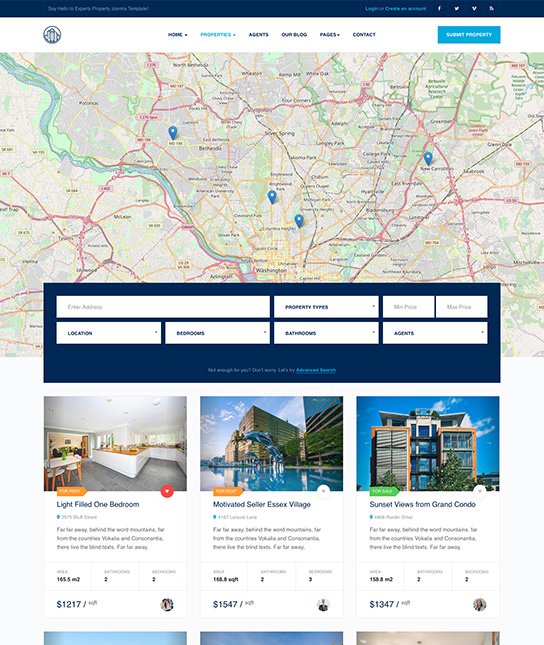 real estate joomla template properties search - JA Property