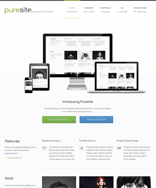 business Joomla template - JA Puresite green theme