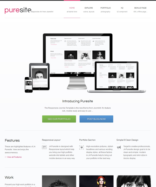 business Joomla template - JA Puresite pink theme