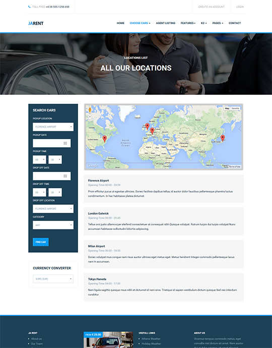 Joomla template for car rental service - JA Rent
