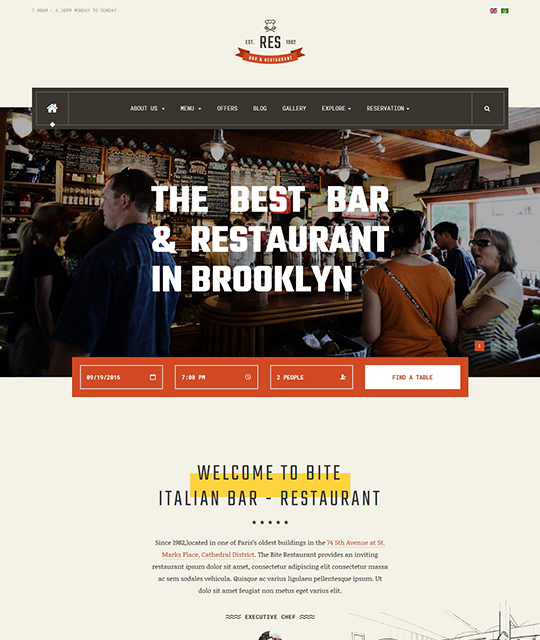Restaurant Cafe Bar Joomla Template homepage - JA Restaurant