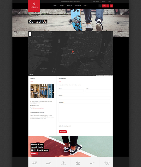 Sports Ecommerce Joomla template contact us page - JA Shoe