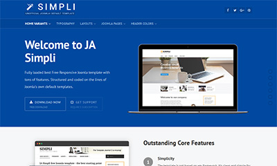 JA Simpli - the best Free default Joomla template