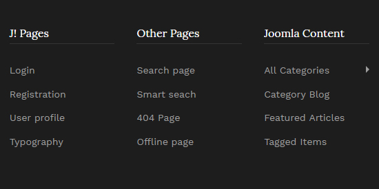 default joomla pages