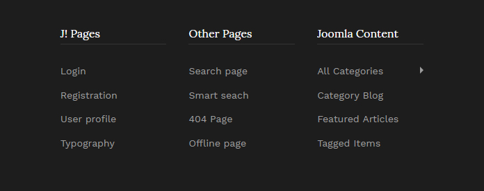 Support all default Joomla pages