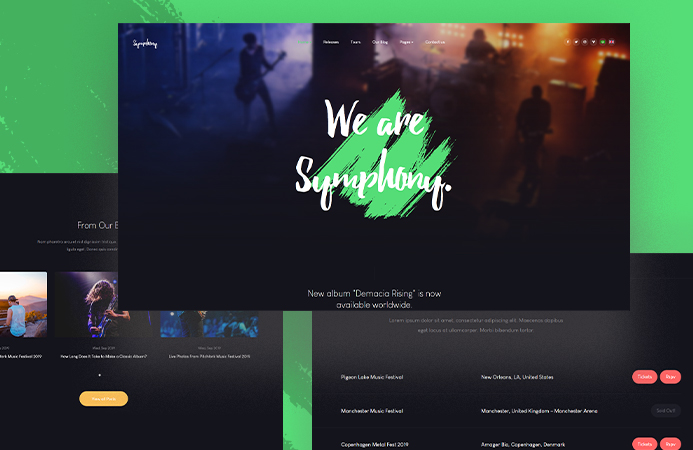 JA Symphony Support multiple themes for music Joomla site