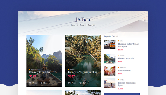 travel booking joomla template