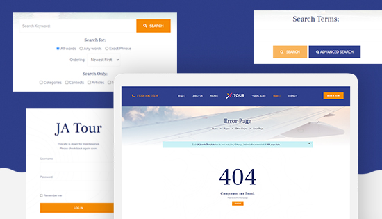 Joomla travel template default pages