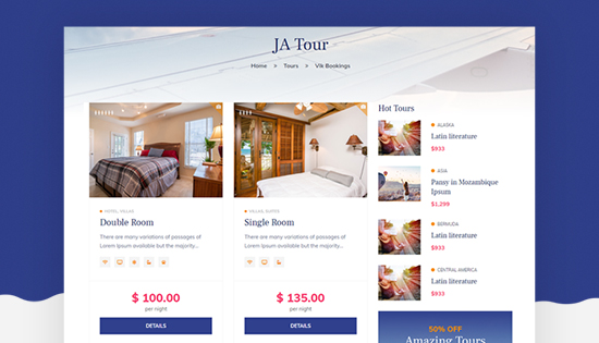 vik booking joomla reservations booking template