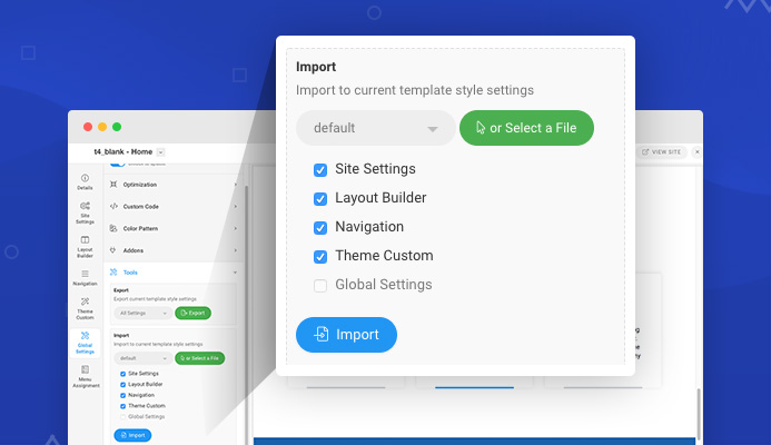 T4 Joomla template style settings import