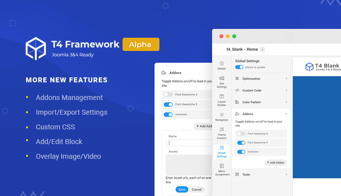 T4 Joomla template framework alpha released