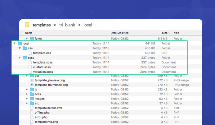 T4 Joomla template framework customize scss