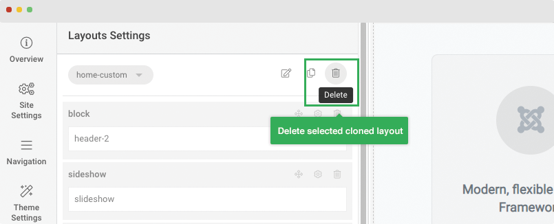 detele t4 layout settings