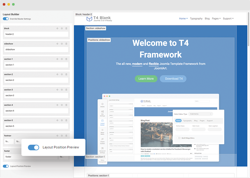 Introducing best Joomla Layout Builder in T4 Joomla template framework