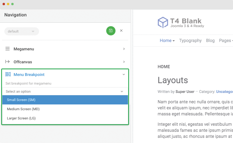 Joomla off-canvas megamenu break point setting