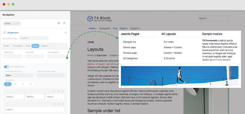 t4 joomla template framework megamenu preview