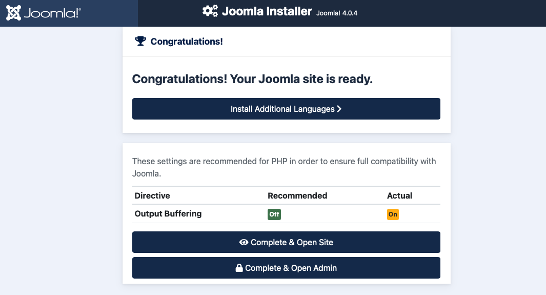 joomla 4 installatio database configuration