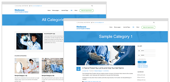 Responsive Joomla template - JA Medicare supports K2 Component