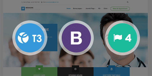 Responsive Joomla template - JA Medicare built on the latest T3 Framework compatible with Bootstrap 3