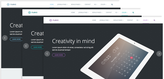Responsive Joomla template - JA Nuevo and its 3 colors by default