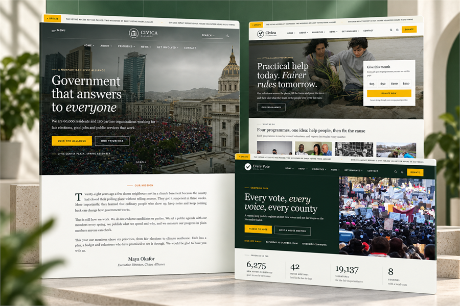 Three Homepages: Alliance, Foundation and Campaign