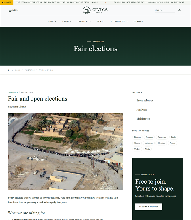 Policy issue article Joomla template - JA Civica