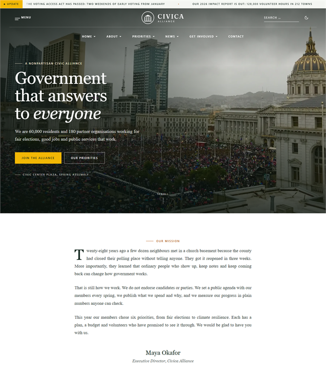 NGOs, Nonprofits, Advocacy Coalitions and Political Campaigns Joomla template - JA Civica
