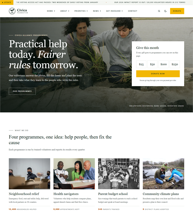NGO and charity foundation Joomla template - JA Civica