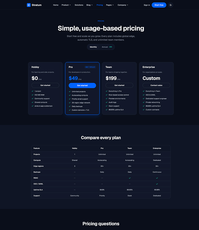 Business pricing Joomla template - JA Stratum