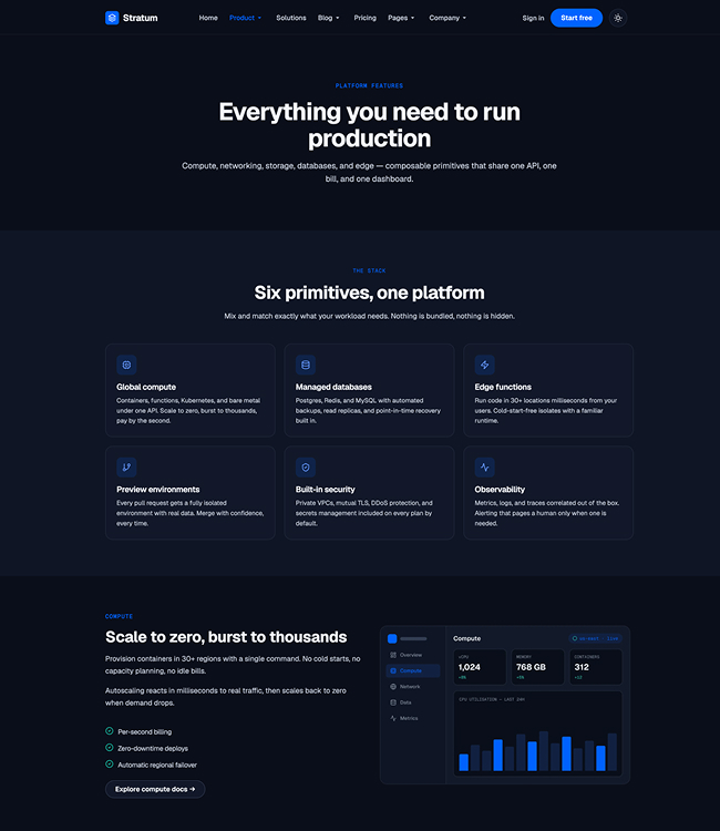 Product feature Joomla template - JA Stratum