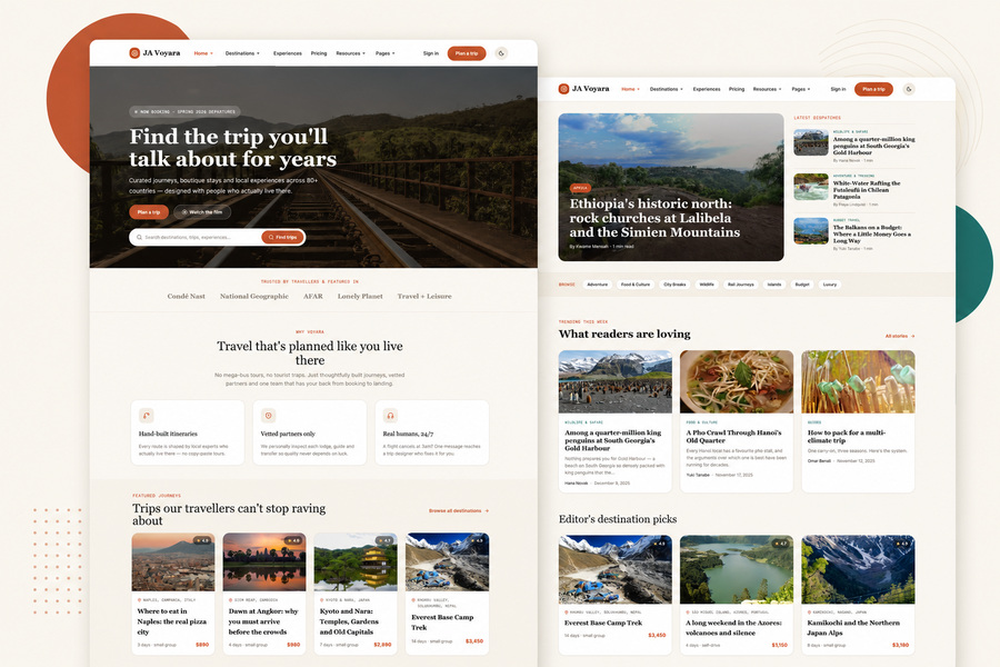 Immersive Travel Homepage Layouts