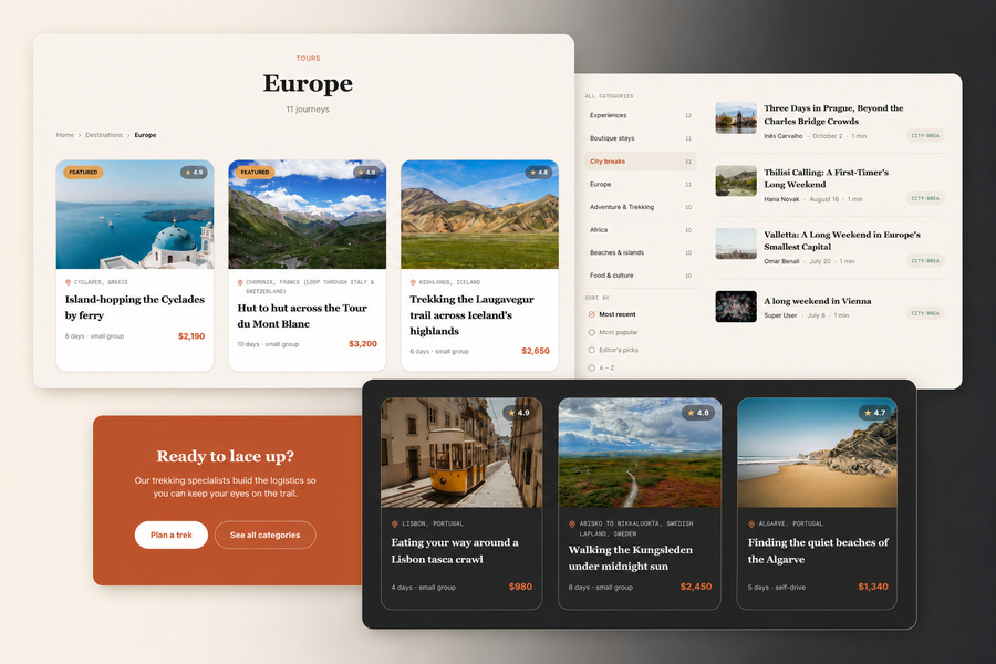 Beautiful Destination and Journey Listings