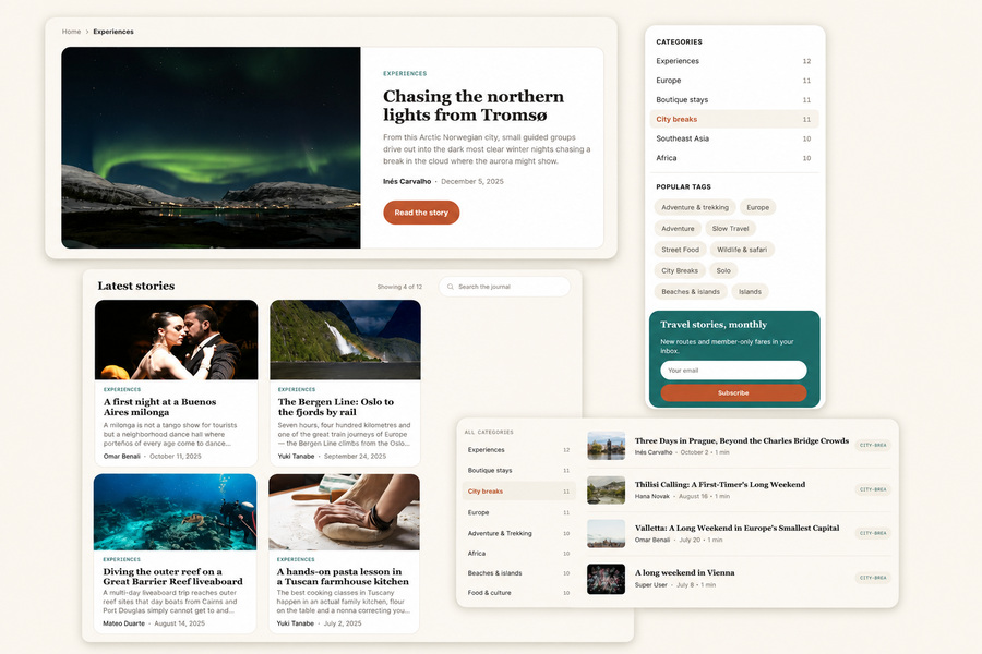 Travel Experiences and Editorial Content