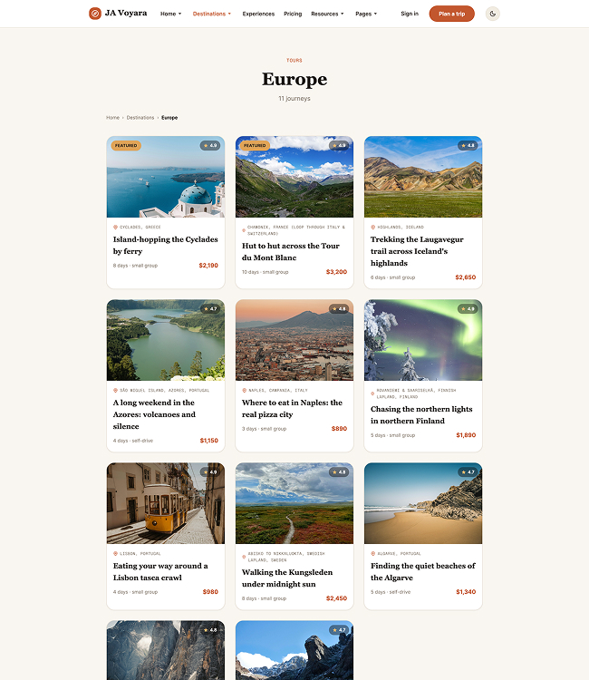 Business pricing Joomla template - JA voyara