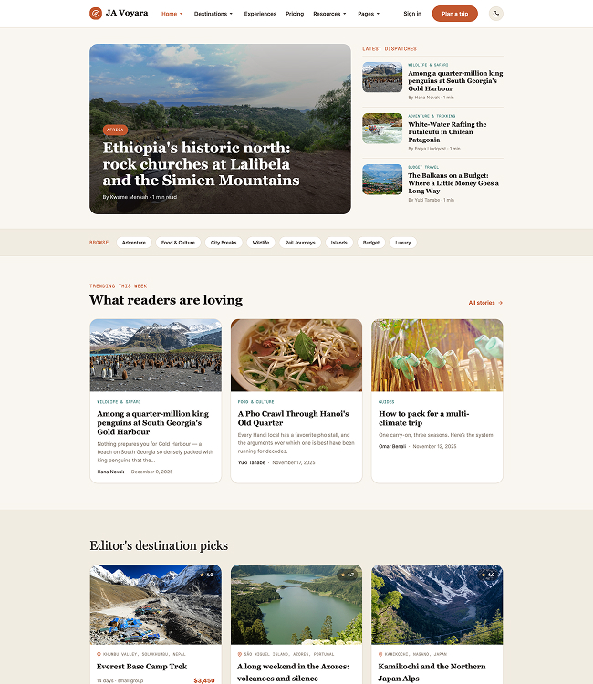 Light theme Joomla template - JA voyara